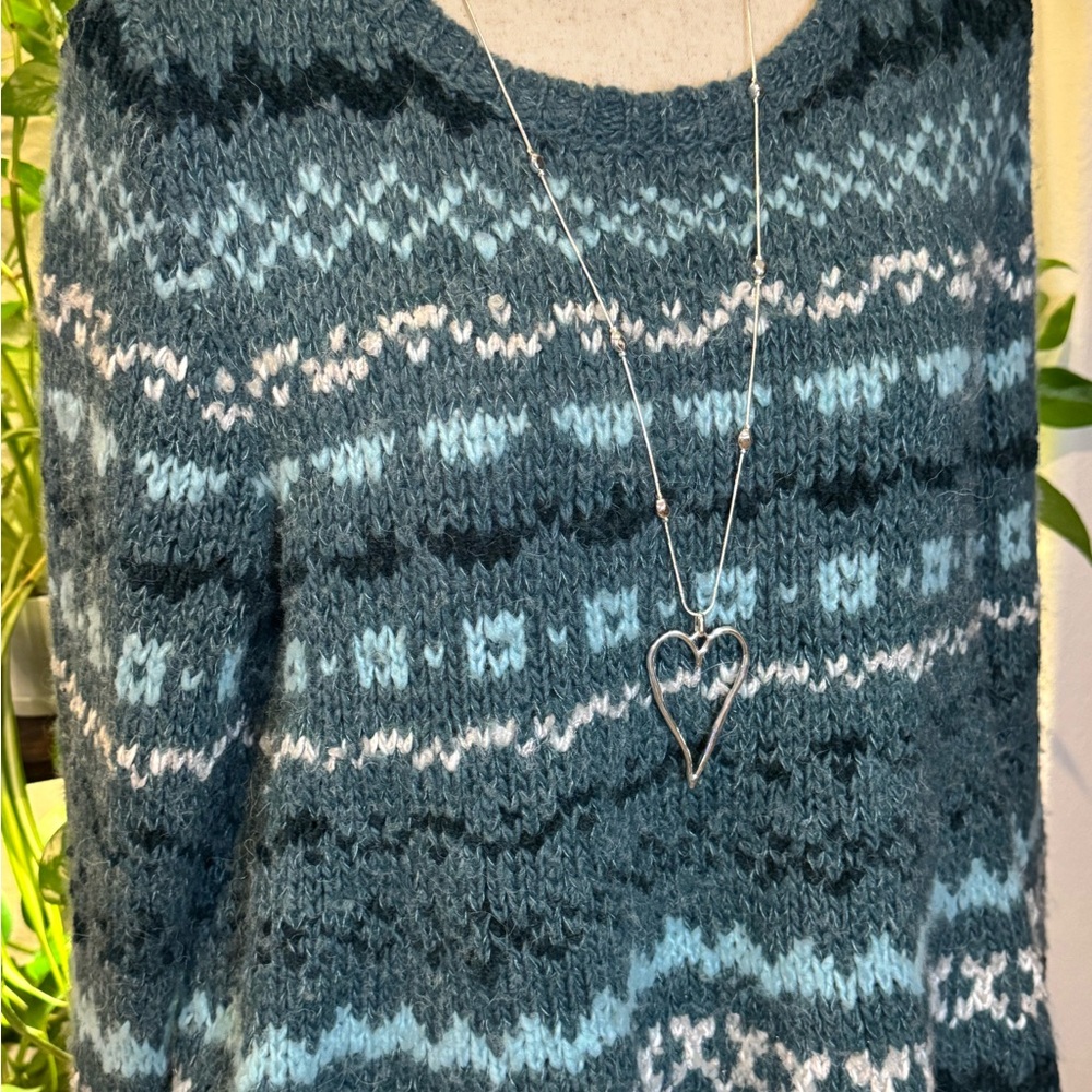 Free People Through the Storm Sweater in Sea Blue - Picture 2 of 5